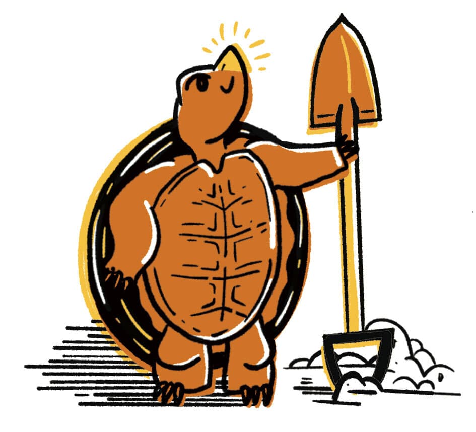 turtle with shovel