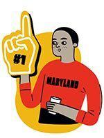 Maryland fan with foam finger that says, "#1"