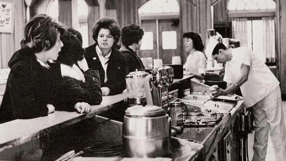 students order ice cream at counter