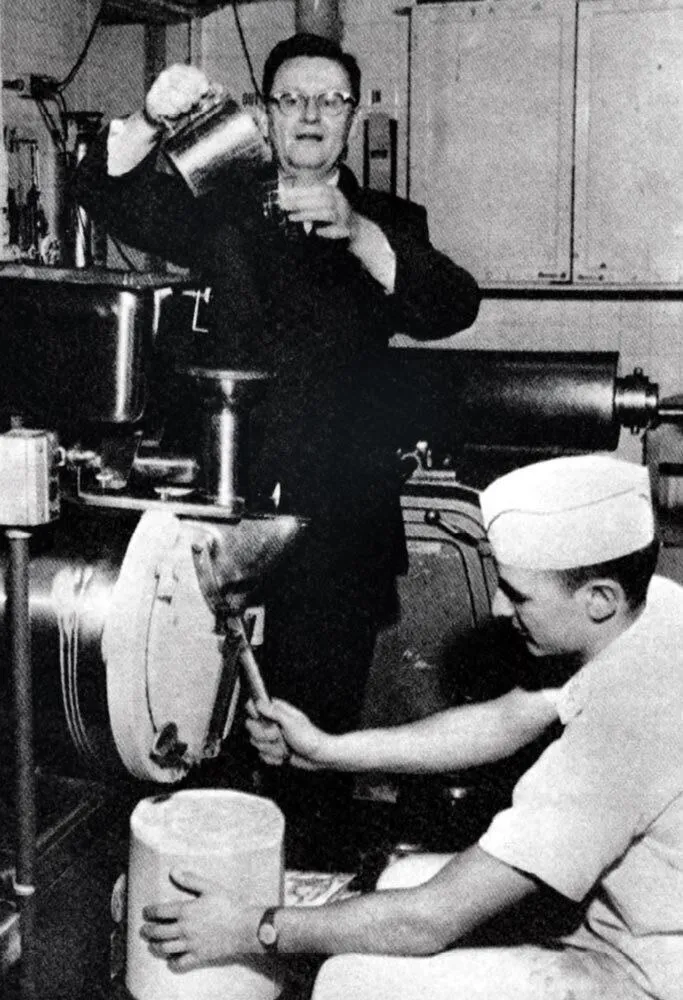 Wendell Arbuckle measures ice cream ingredients