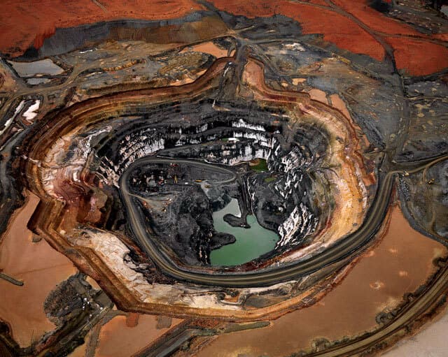 aerial photograph of a gold mining operation
