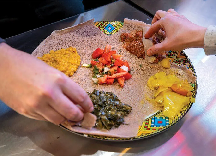 vegetarian injera platter