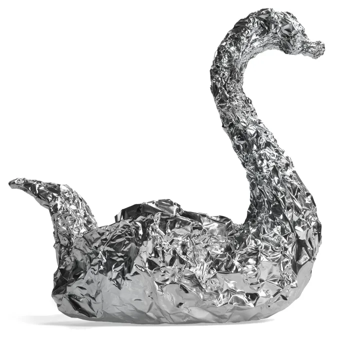 swan made of tin foil