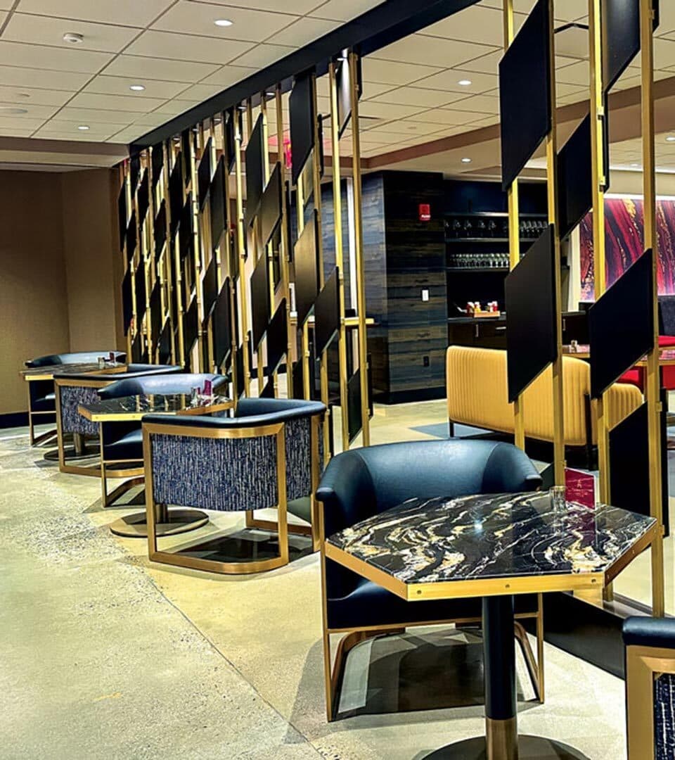 interior of Maryland Club showing tables and chairs