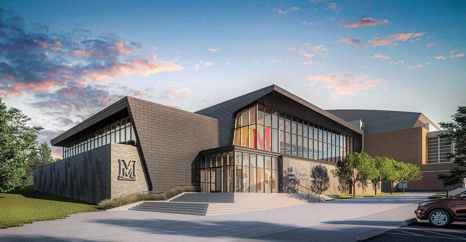 Rendering of new basketball performance center