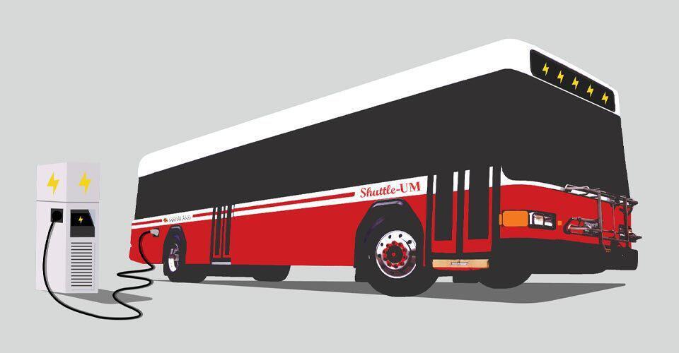 electric Shuttle-UM bus at charging station