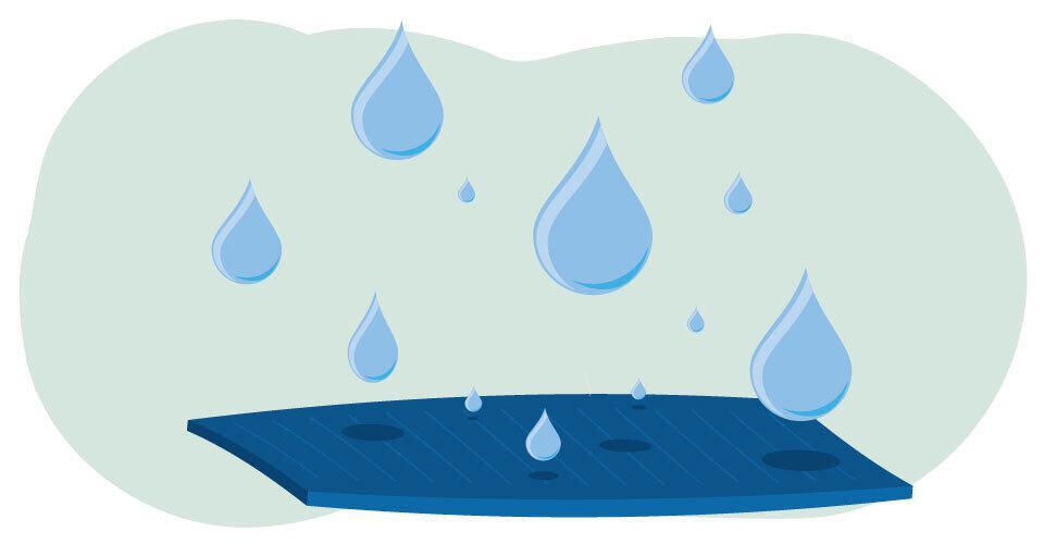 drops falling onto surface